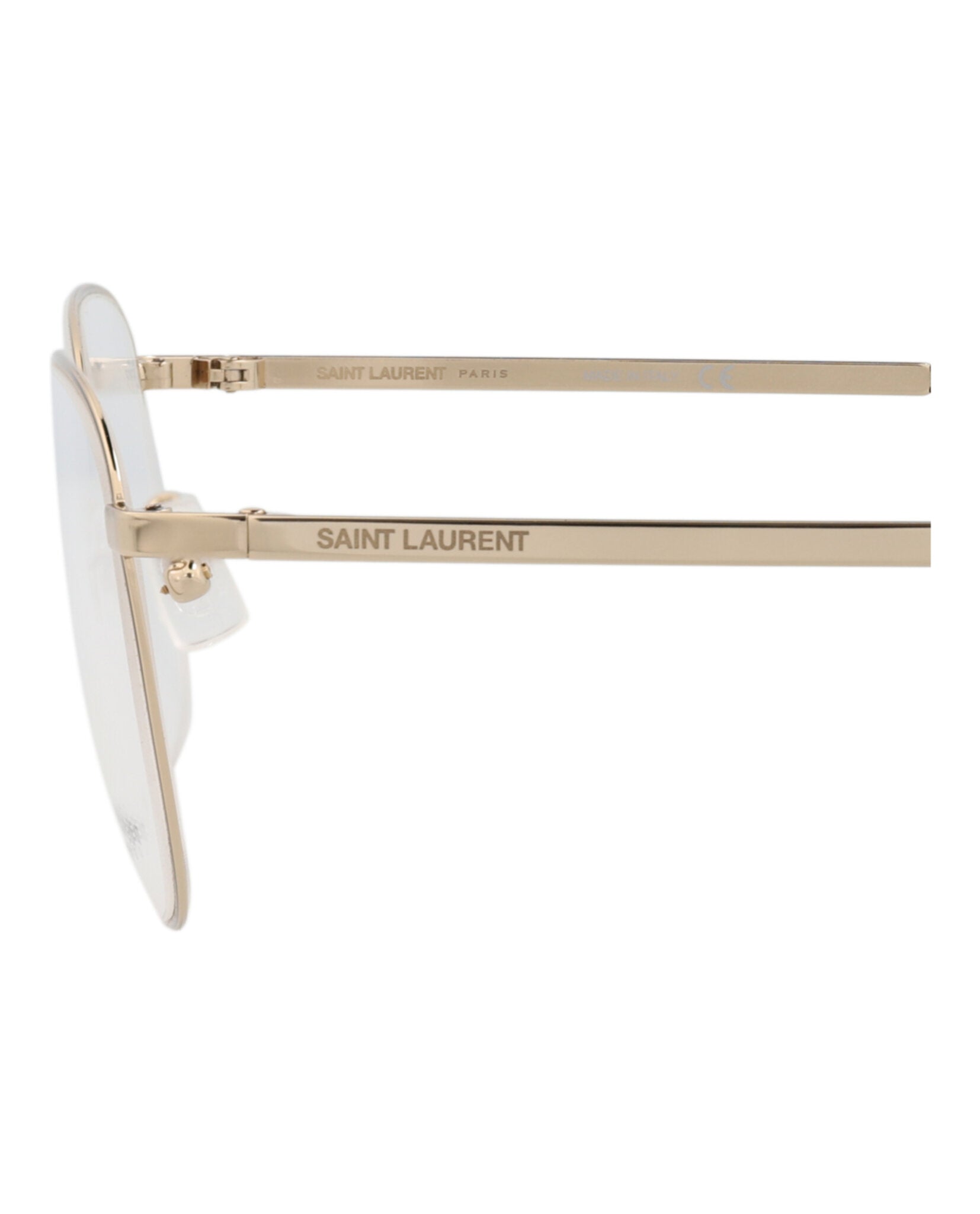 Saint Laurent Saint Laurent Unisex Square/Rectangle Gold Gold Transparent Fashion Designer Eyewear