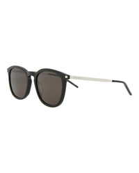 Saint Laurent Mens Square/Rectangle Black Silver Black Fashion Designer Eyewear
