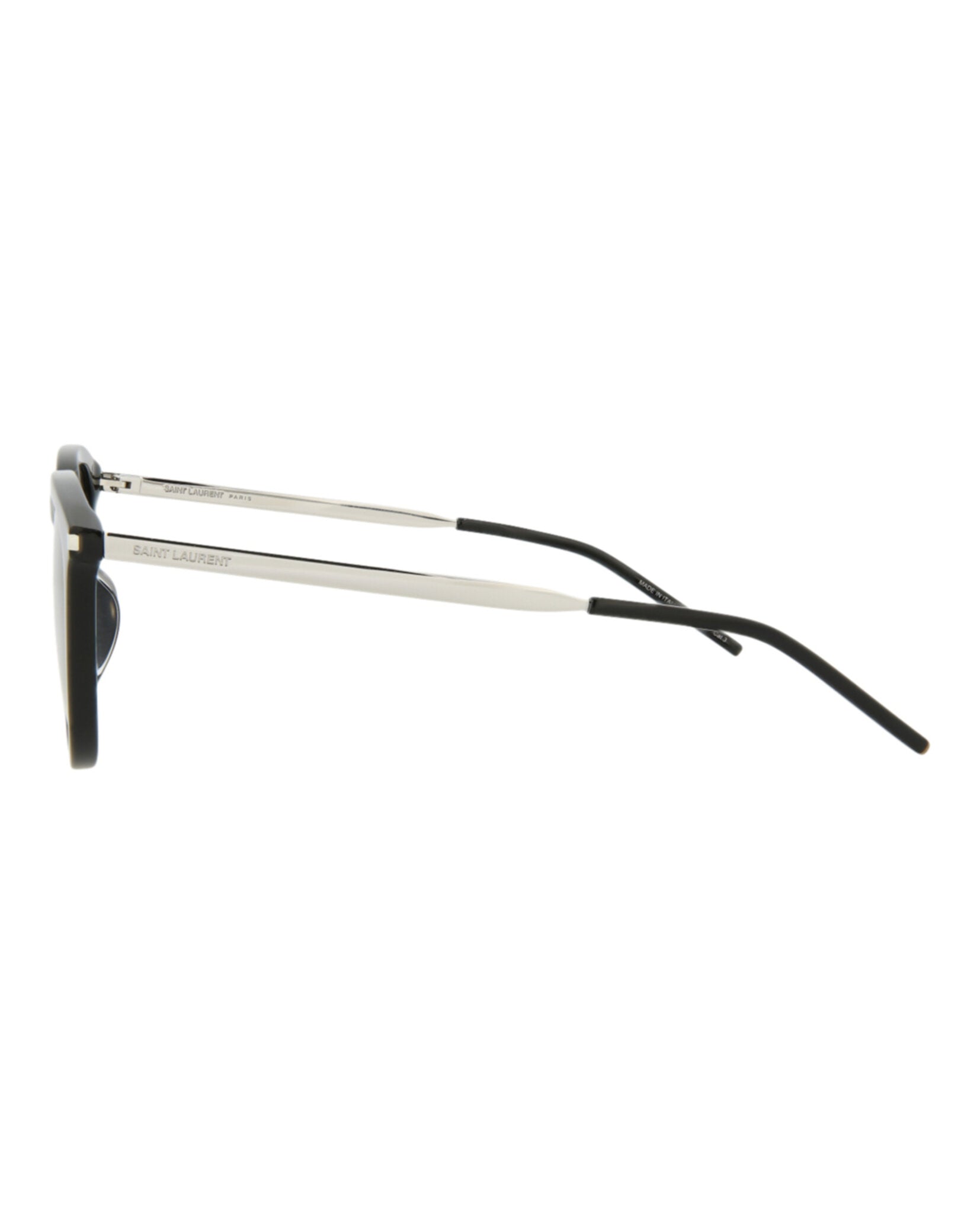 Saint Laurent Mens Square/Rectangle Black Silver Black Fashion Designer Eyewear