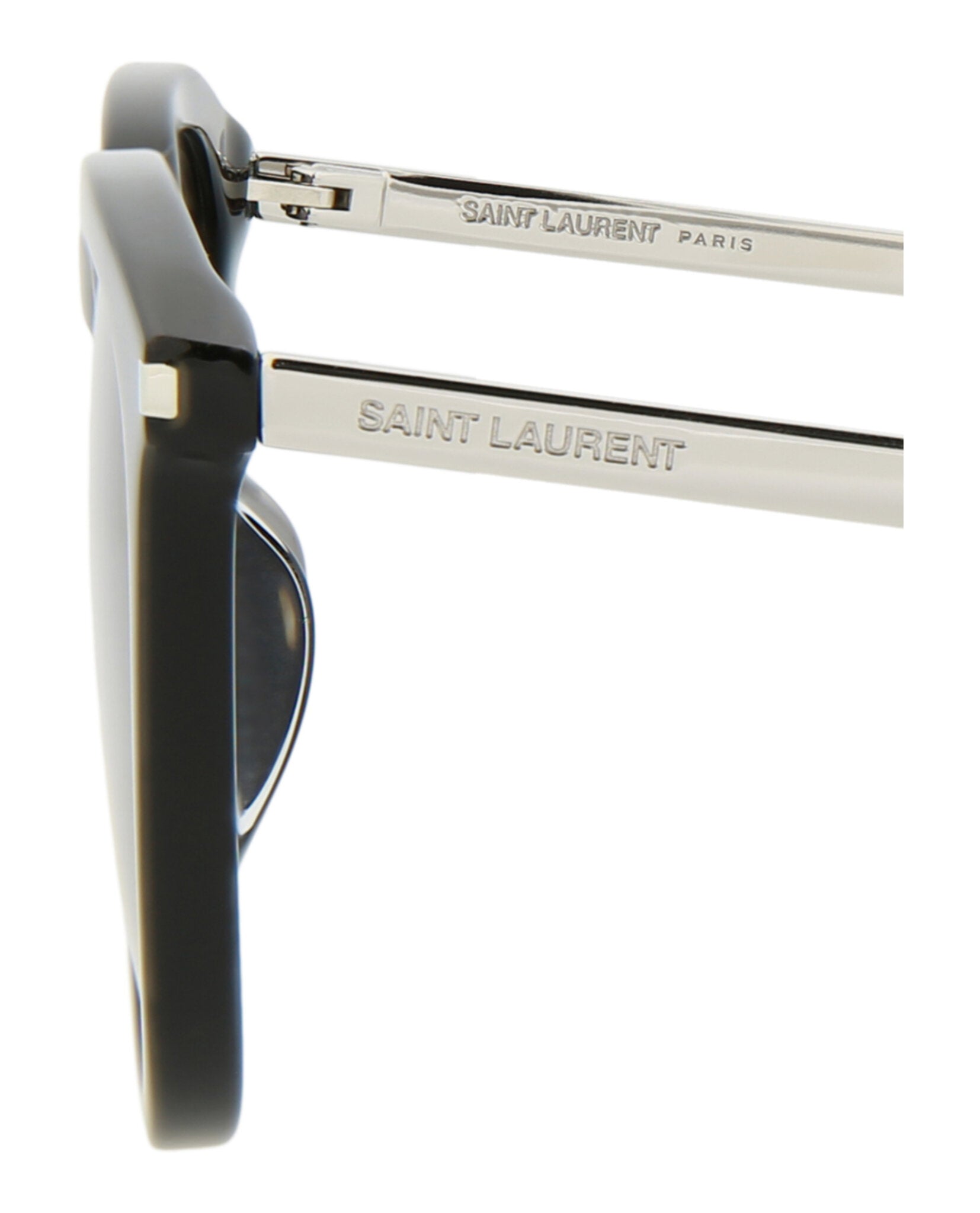 Saint Laurent Mens Square/Rectangle Black Silver Black Fashion Designer Eyewear