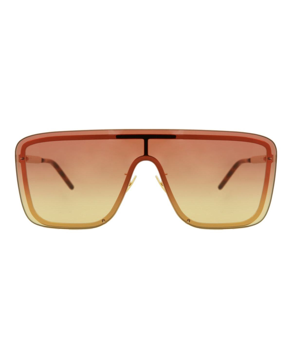 Saint Laurent Unisex Shield/Wrap Gold Gold Orange Fashion Designer Eyewear