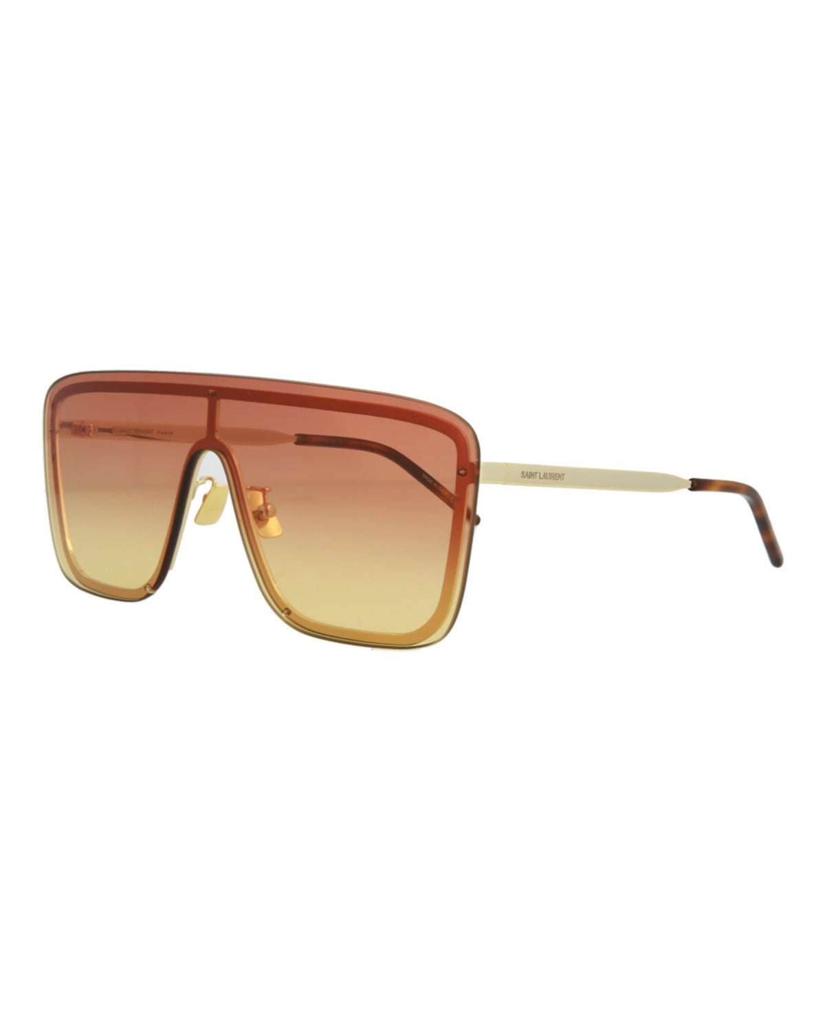 Saint Laurent Unisex Shield/Wrap Gold Gold Orange Fashion Designer Eyewear