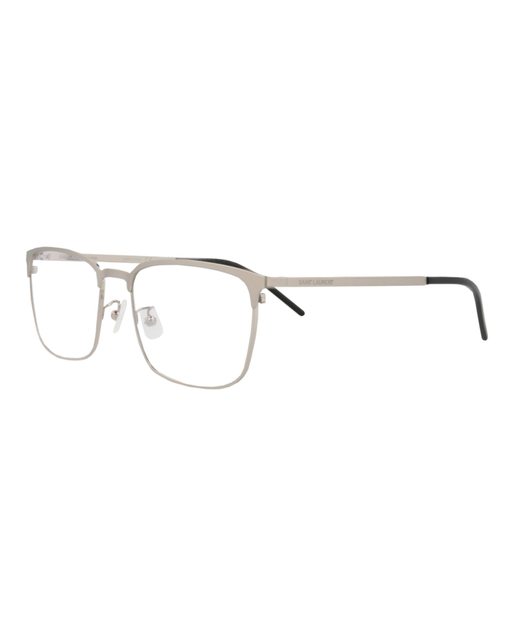 Saint Laurent Saint Laurent Mens Square/Rectangle Silver Silver Transparent Fashion Designer Eyewear