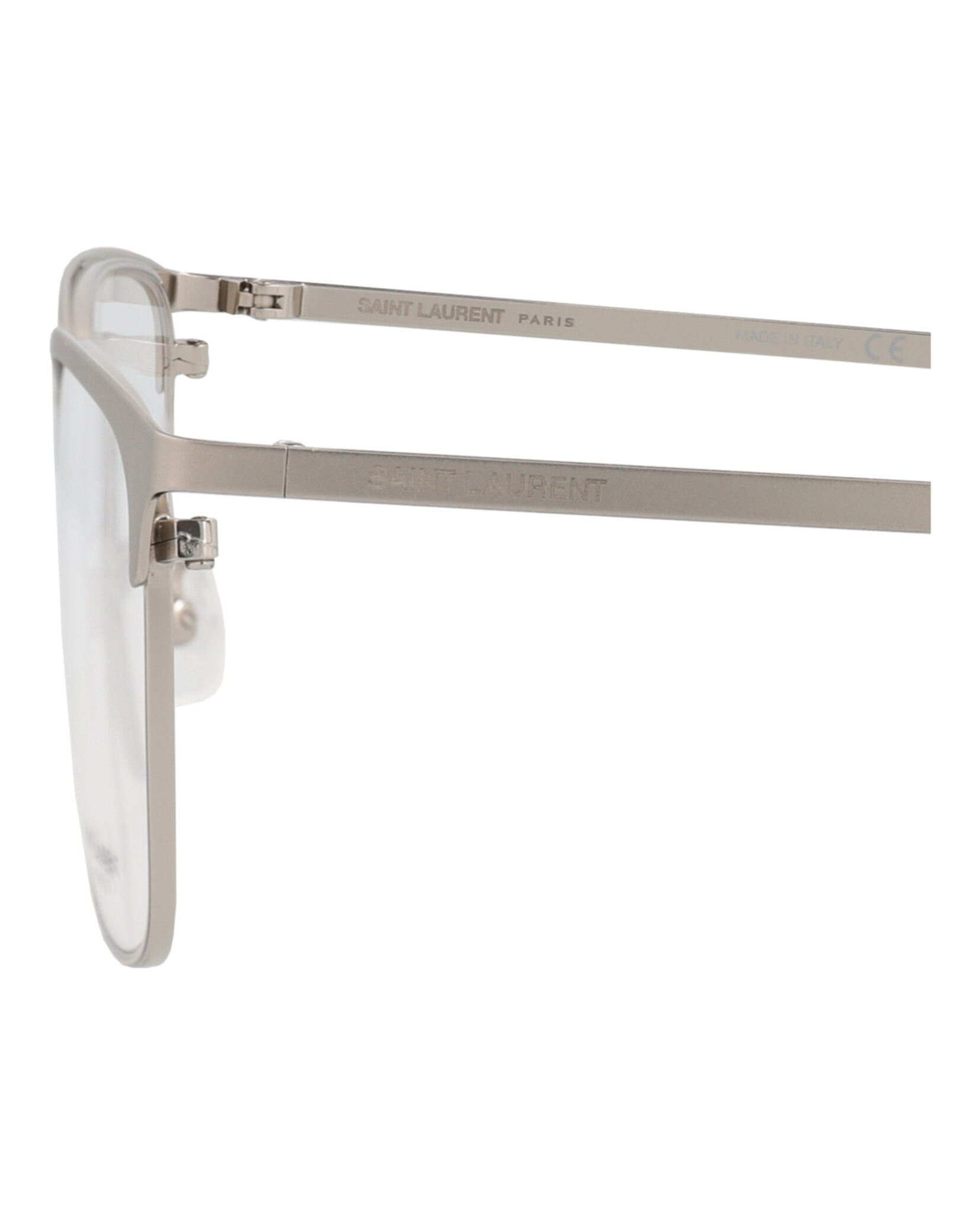 Saint Laurent Saint Laurent Mens Square/Rectangle Silver Silver Transparent Fashion Designer Eyewear