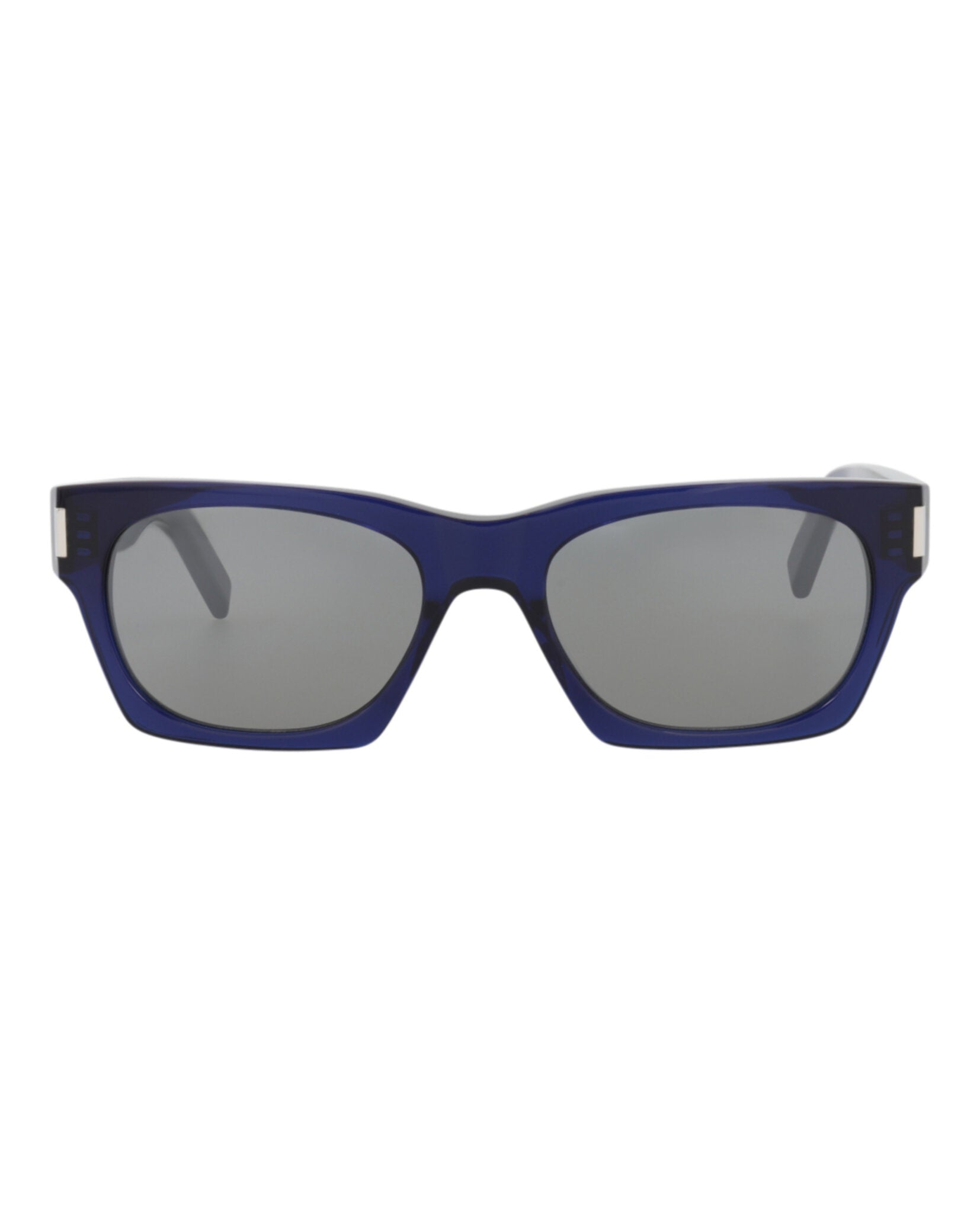 Saint Laurent Unisex Square/Rectangle Blue Blue Silver Fashion Designer Eyewear Blue Blue Silver