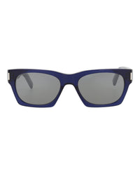 Saint Laurent Unisex Square/Rectangle Blue Blue Silver Fashion Designer Eyewear Blue Blue Silver