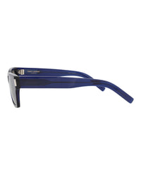 Saint Laurent Unisex Square/Rectangle Blue Blue Silver Fashion Designer Eyewear
