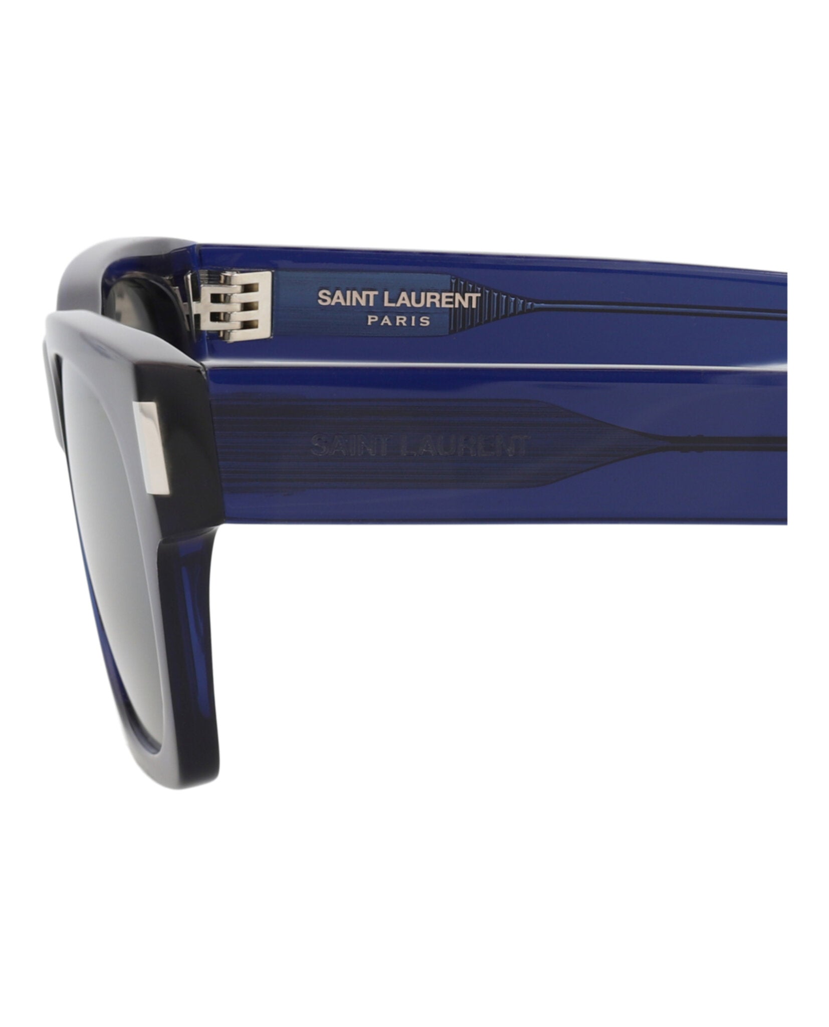 Saint Laurent Unisex Square/Rectangle Blue Blue Silver Fashion Designer Eyewear