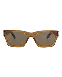 Saint Laurent Unisex Square/Rectangle Brown Brown Brown Fashion Designer Eyewear