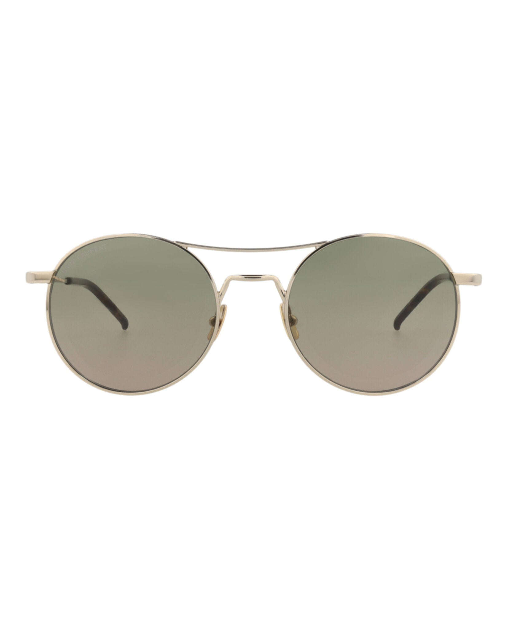 Saint Laurent Mens Round/Oval Gold Gold Green Fashion Designer Eyewear
