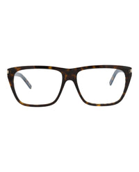 Saint Laurent Saint Laurent Unisex Square/Rectangle Havana Havana Transparent Fashion Designer Eyewear