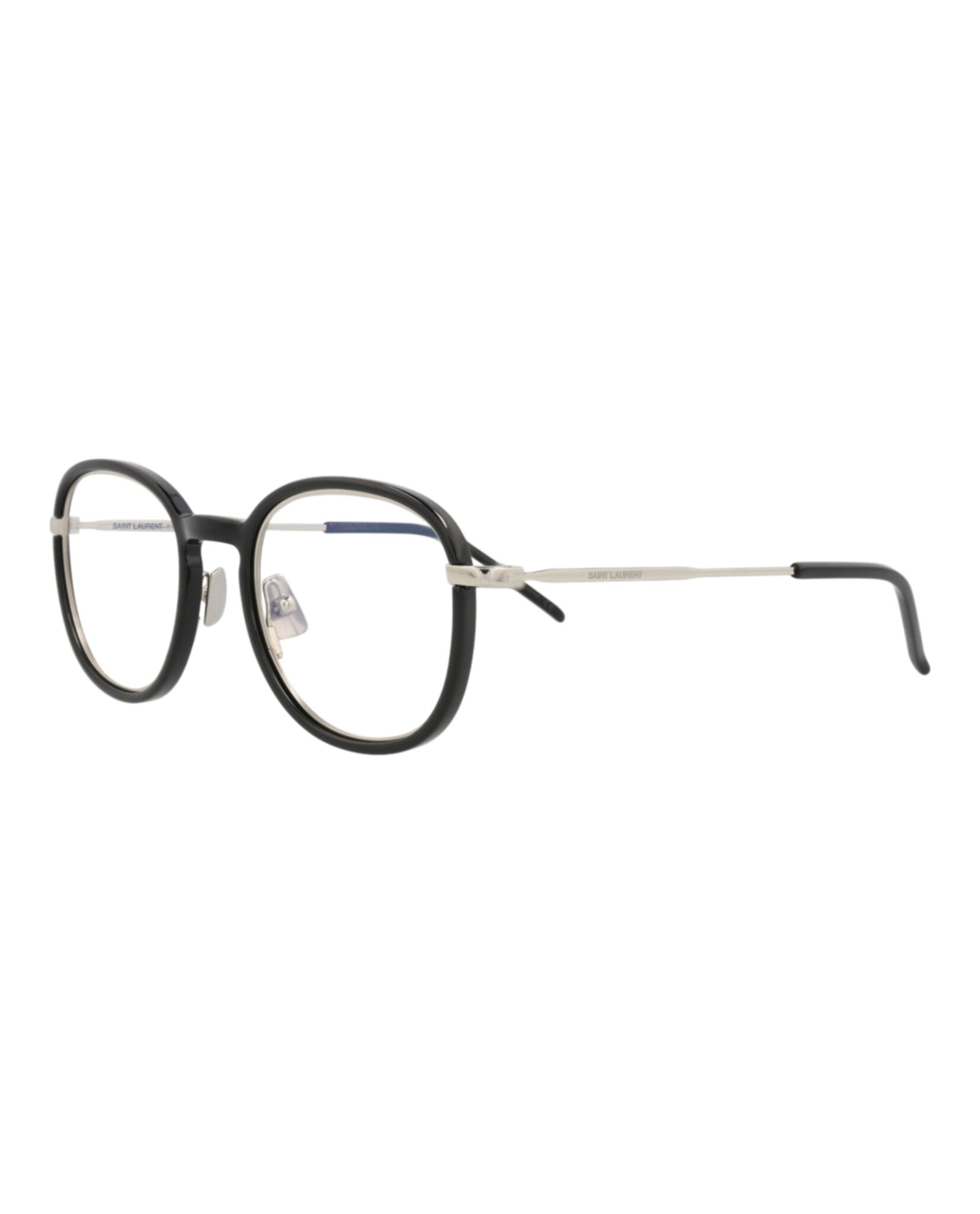 Saint Laurent Saint Laurent Unisex Round/Oval Black Silver Transparent Fashion Designer Eyewear