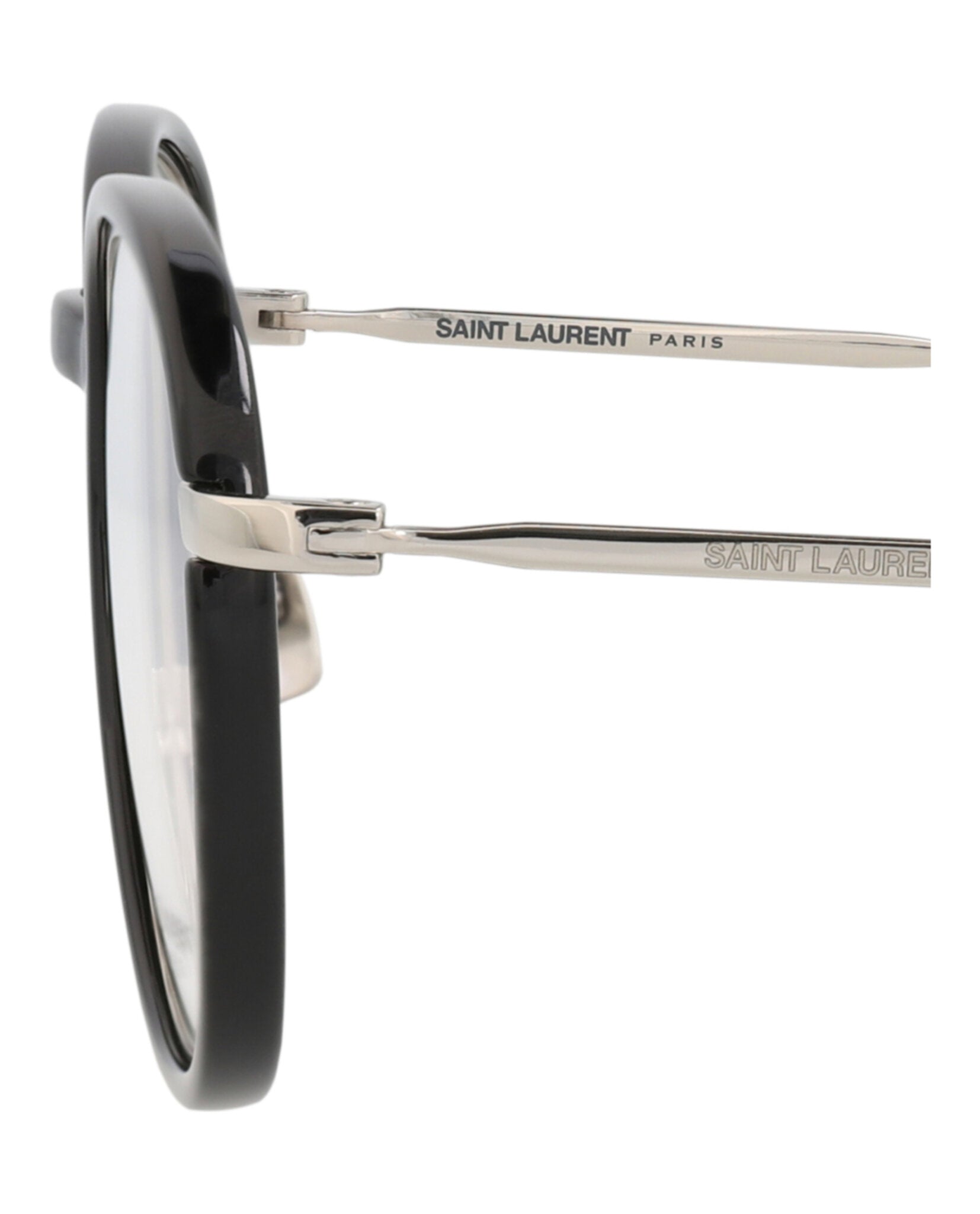 Saint Laurent Saint Laurent Unisex Round/Oval Black Silver Transparent Fashion Designer Eyewear