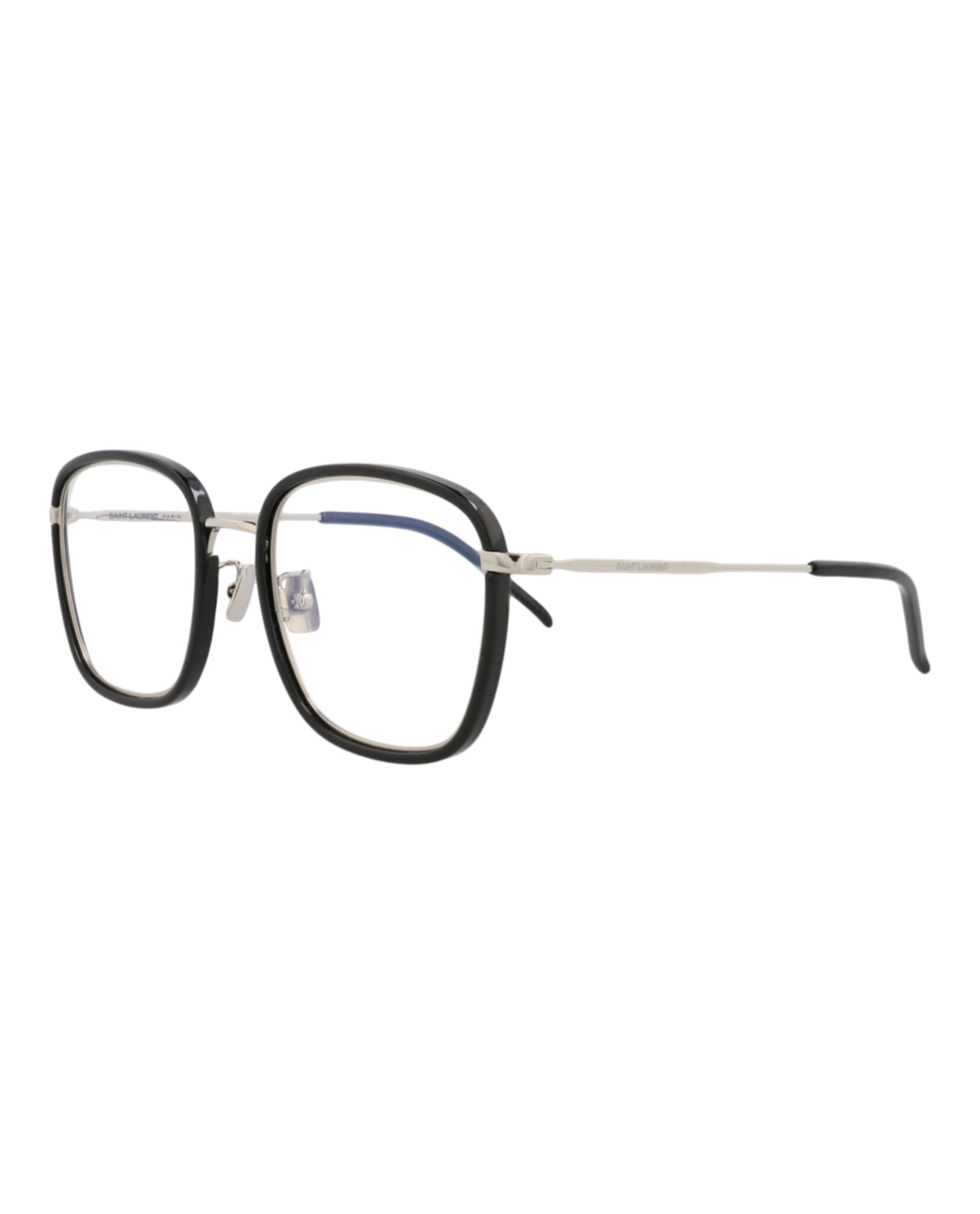 Saint Laurent Saint Laurent Unisex Square/Rectangle Black Silver Transparent Fashion Designer Eyewear