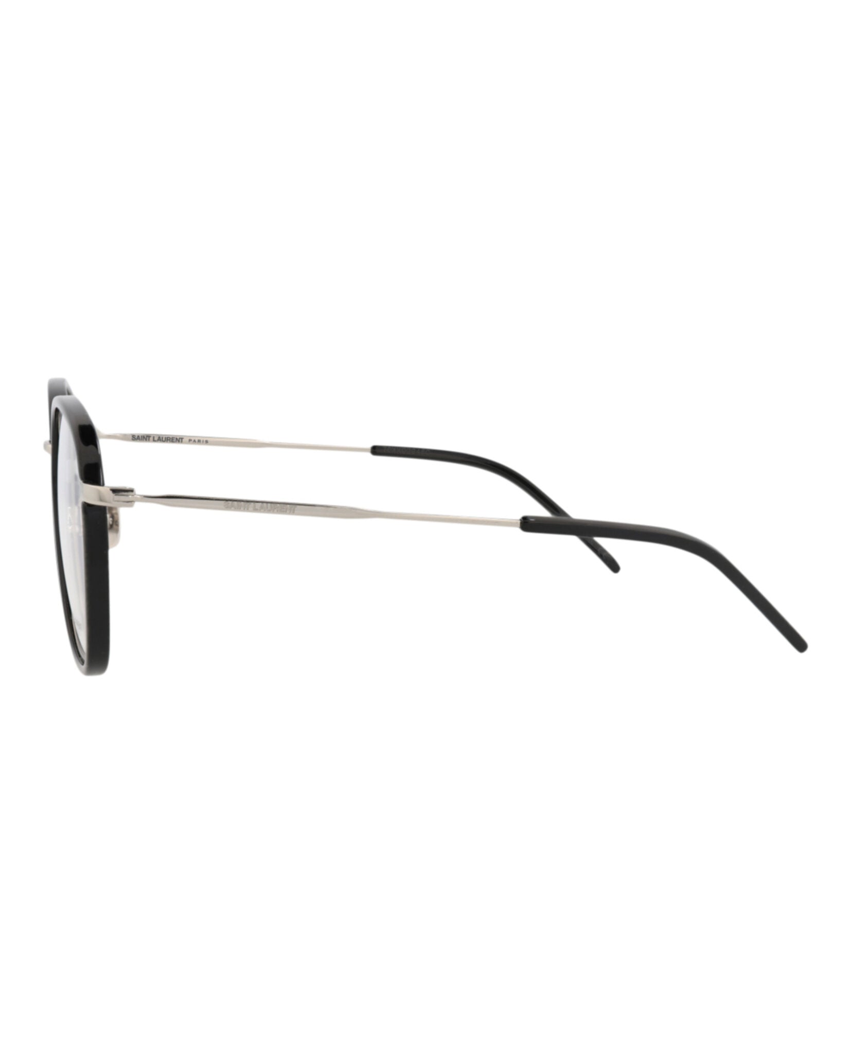 Saint Laurent Saint Laurent Unisex Square/Rectangle Black Silver Transparent Fashion Designer Eyewear