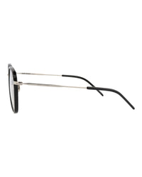 Saint Laurent Saint Laurent Unisex Square/Rectangle Black Silver Transparent Fashion Designer Eyewear