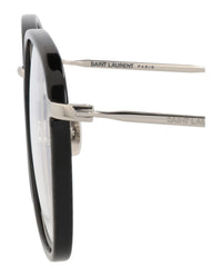 Saint Laurent Saint Laurent Unisex Square/Rectangle Black Silver Transparent Fashion Designer Eyewear