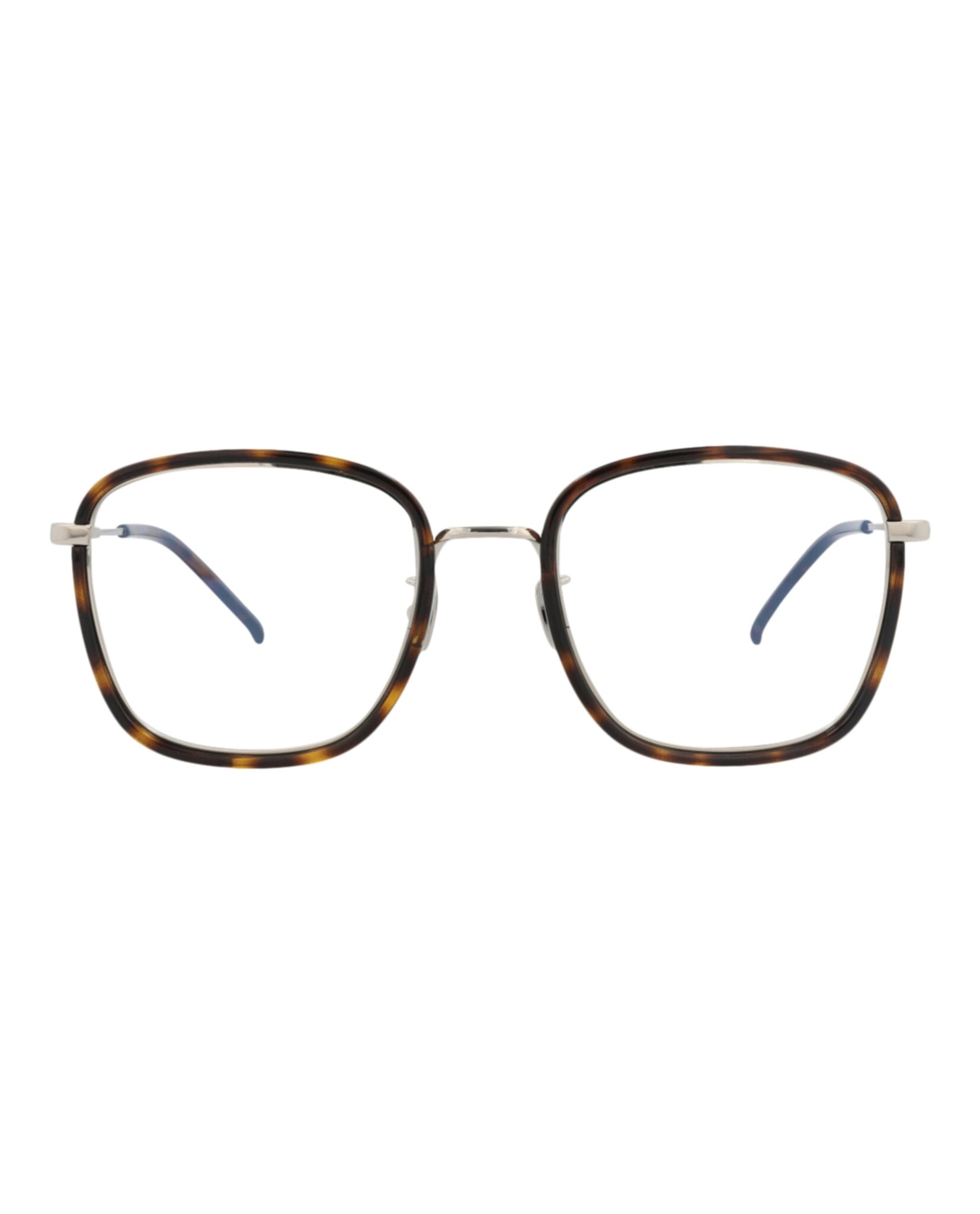 Saint Laurent Saint Laurent Unisex Square/Rectangle Havana Silver Transparent Fashion Designer Eyewear