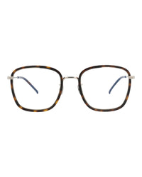 Saint Laurent Saint Laurent Unisex Square/Rectangle Havana Silver Transparent Fashion Designer Eyewear