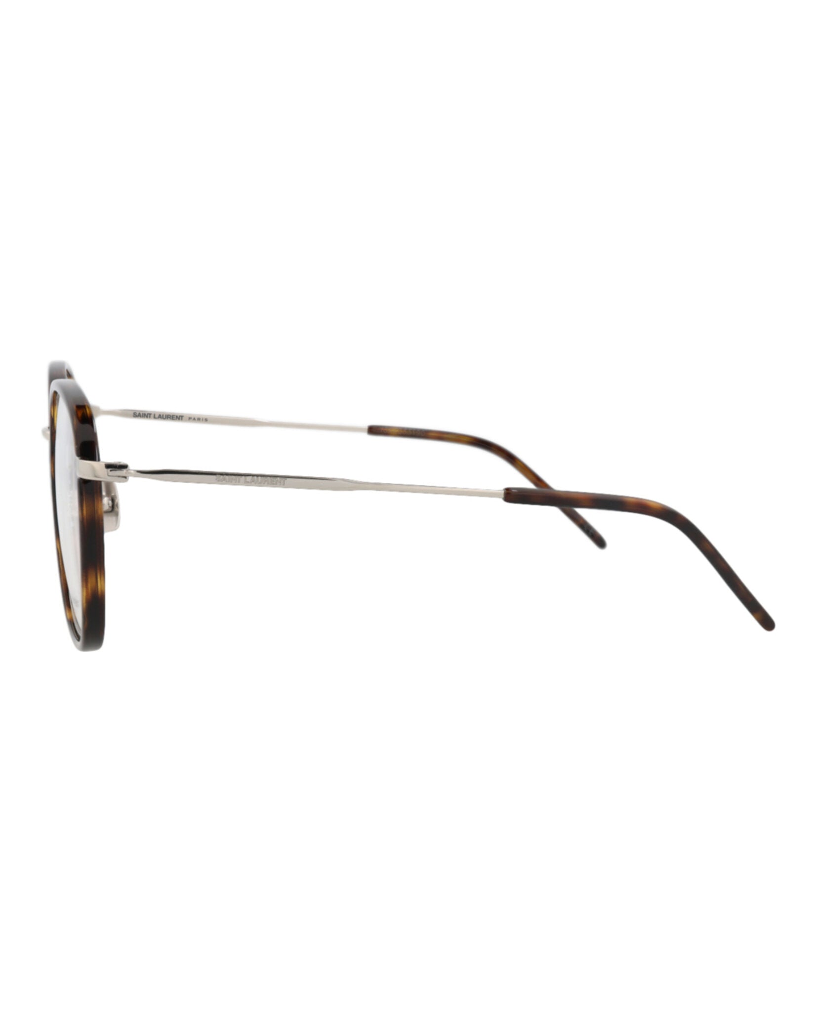 Saint Laurent Saint Laurent Unisex Square/Rectangle Havana Silver Transparent Fashion Designer Eyewear