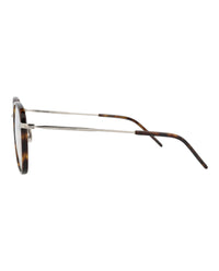 Saint Laurent Saint Laurent Unisex Square/Rectangle Havana Silver Transparent Fashion Designer Eyewear