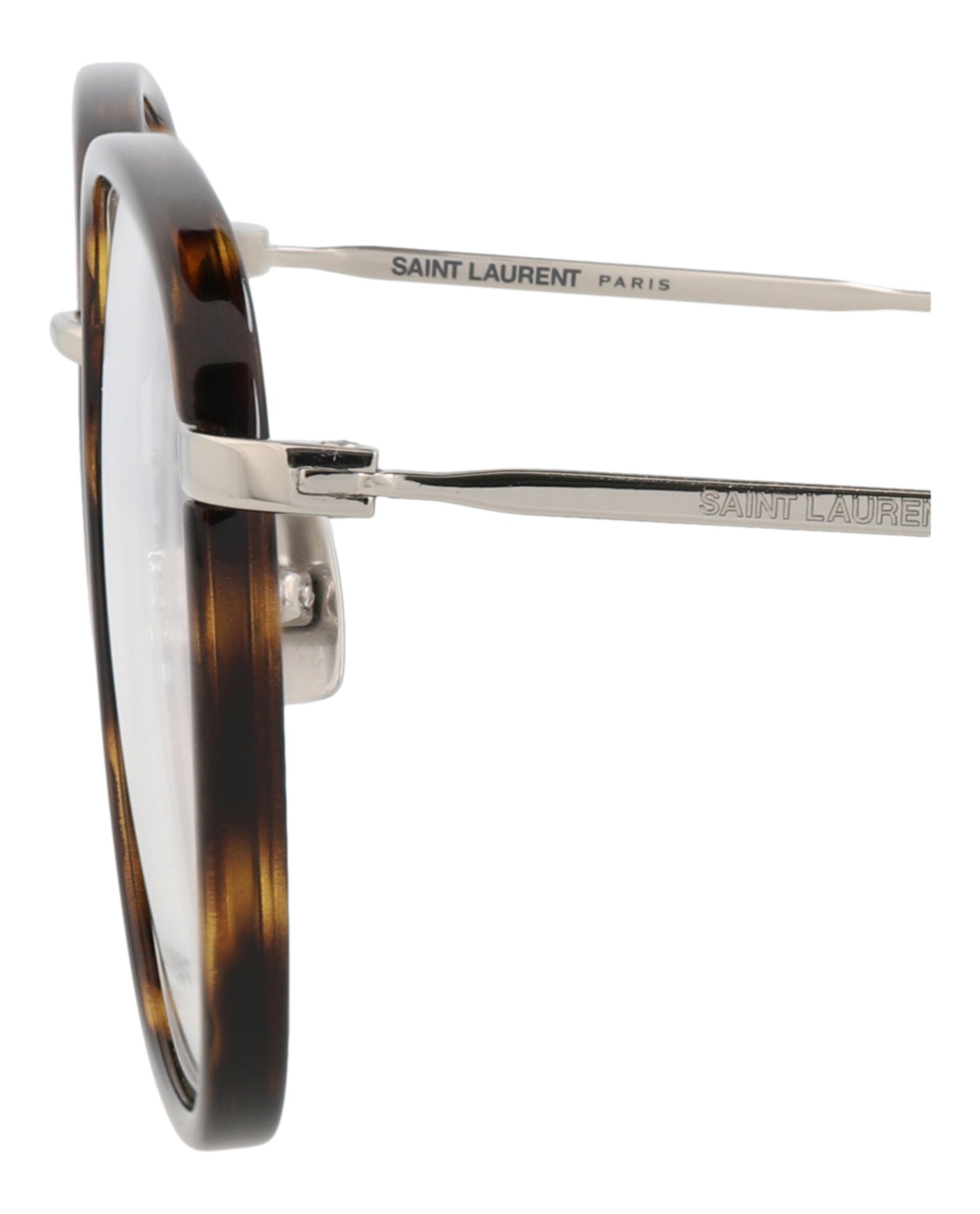 Saint Laurent Saint Laurent Unisex Square/Rectangle Havana Silver Transparent Fashion Designer Eyewear