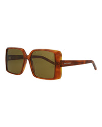 Saint Laurent Womens Square/Rectangle Havana Havana Brown Fashion Designer Eyewear