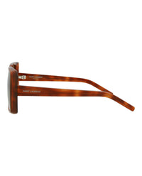 Saint Laurent Womens Square/Rectangle Havana Havana Brown Fashion Designer Eyewear