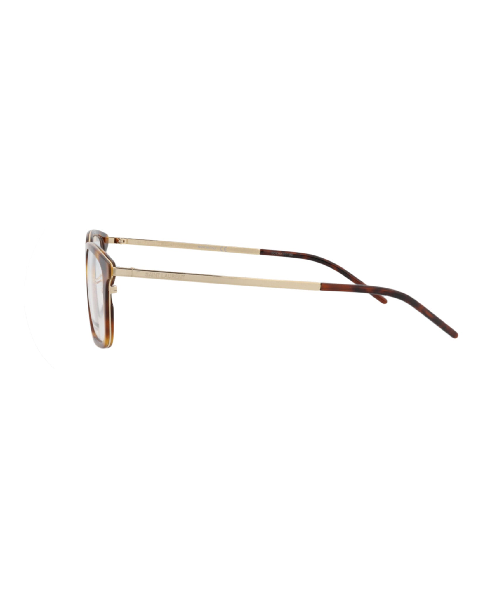 Saint Laurent Saint Laurent Unisex Square/Rectangle Gold Gold Transparent Fashion Designer Eyewear