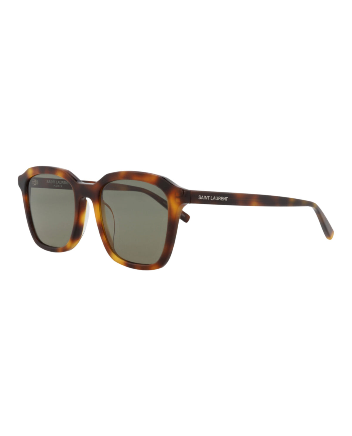 Saint Laurent Unisex Square/Rectangle Havana Havana Green Fashion Designer Eyewear