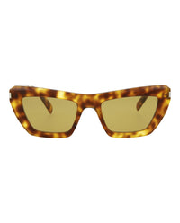Saint Laurent Womens Square/Rectangle Havana Havana Yellow Fashion Designer Eyewear