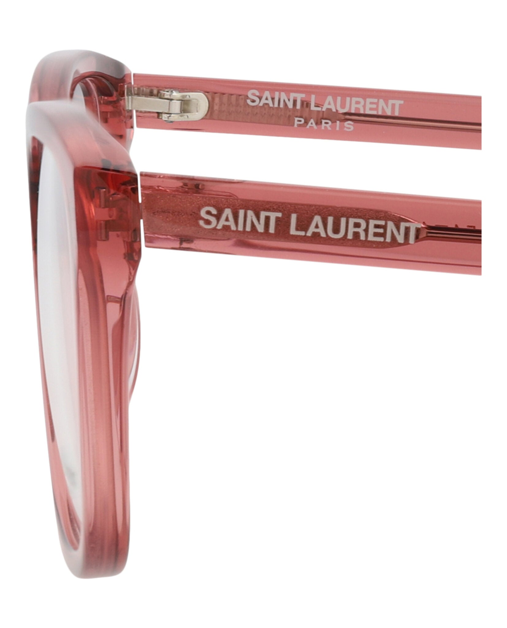 Saint Laurent Saint Laurent Womens Square/Rectangle Pink Pink Transparent Fashion Designer Eyewear