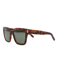 Saint Laurent Unisex Square/Rectangle Havana Havana Green Fashion Designer Eyewear