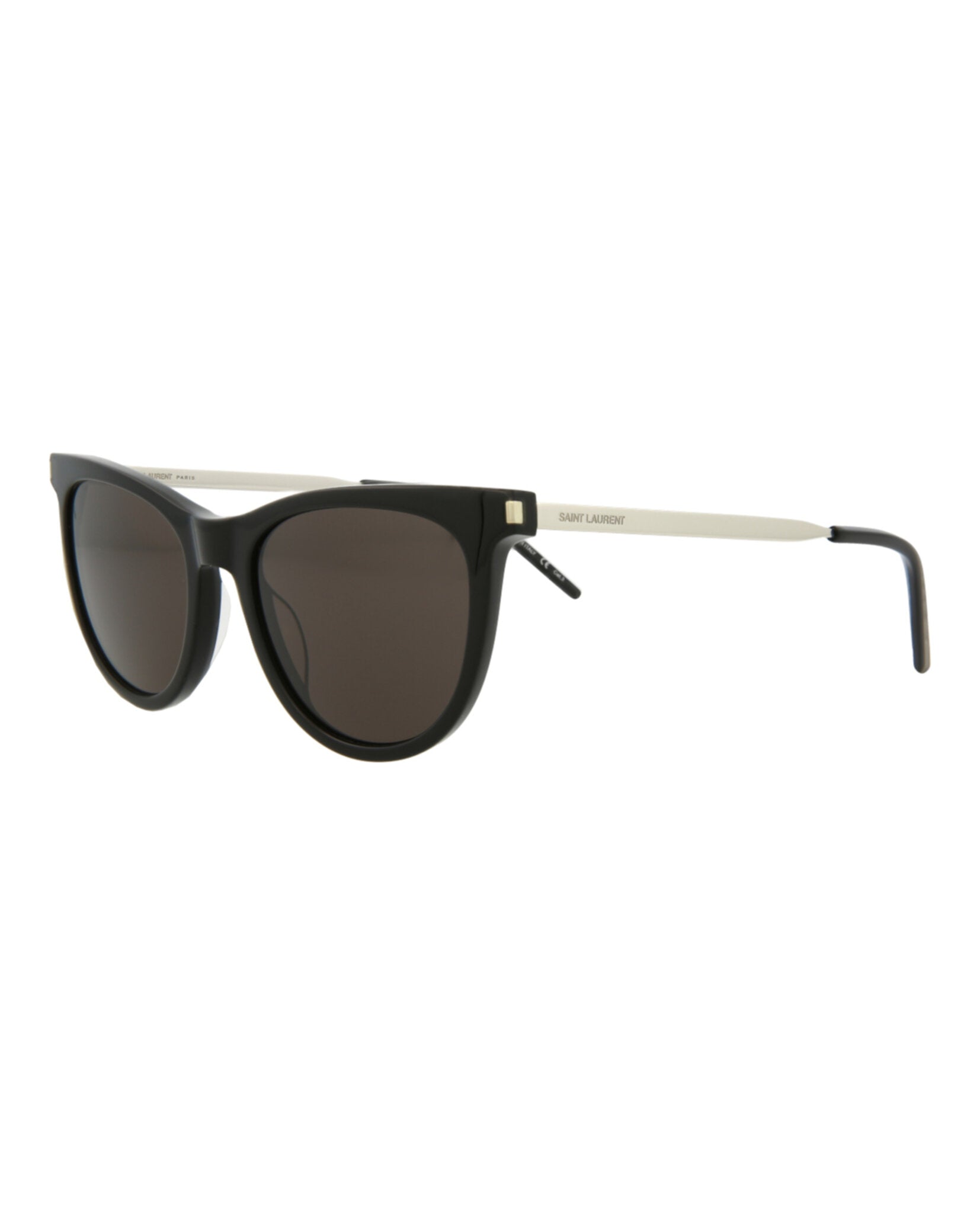 Saint Laurent Womens Cat Eye Black Silver Black Fashion Designer Eyewear