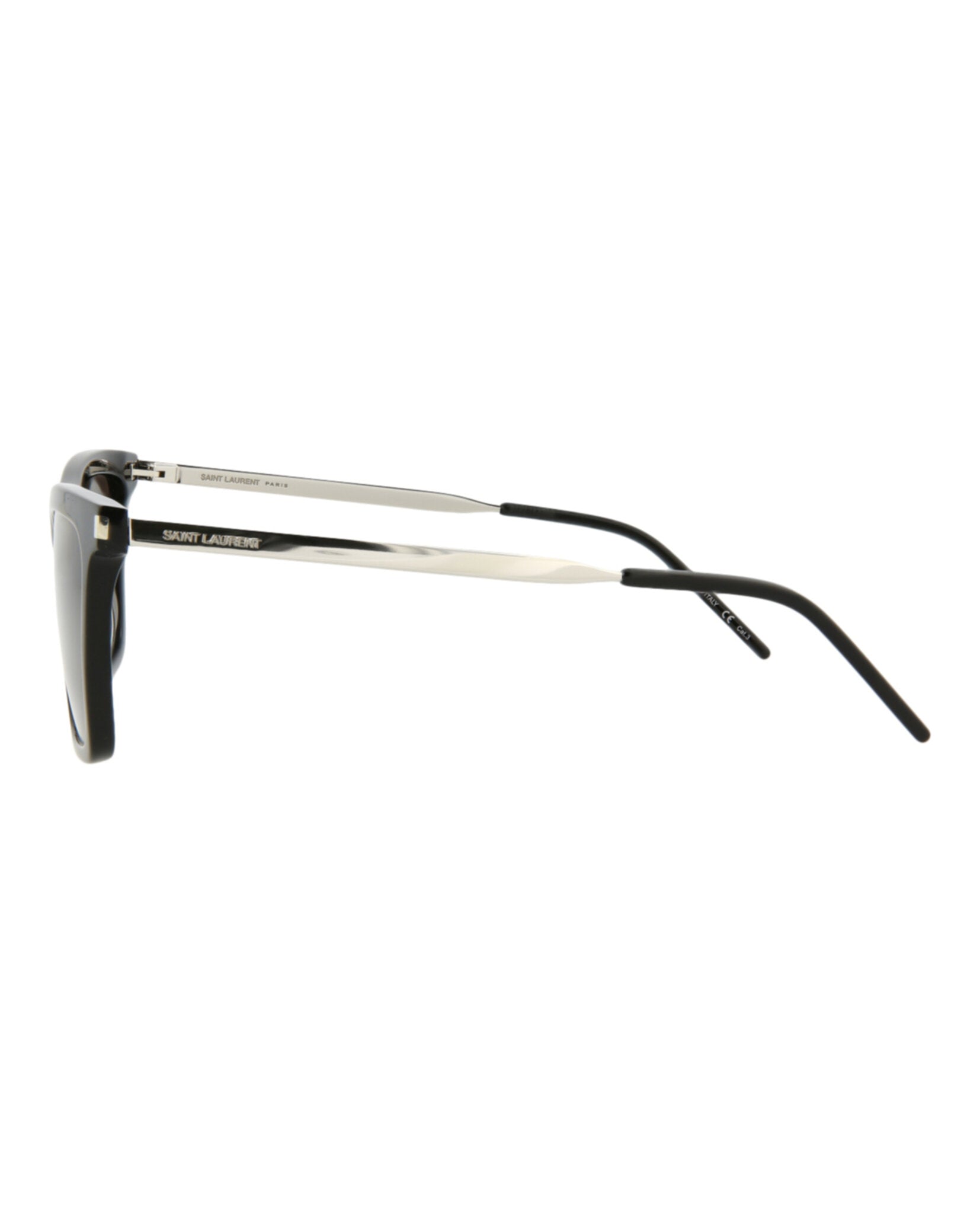 Saint Laurent Womens Square/Rectangle Black Silver Black Fashion Designer Eyewear