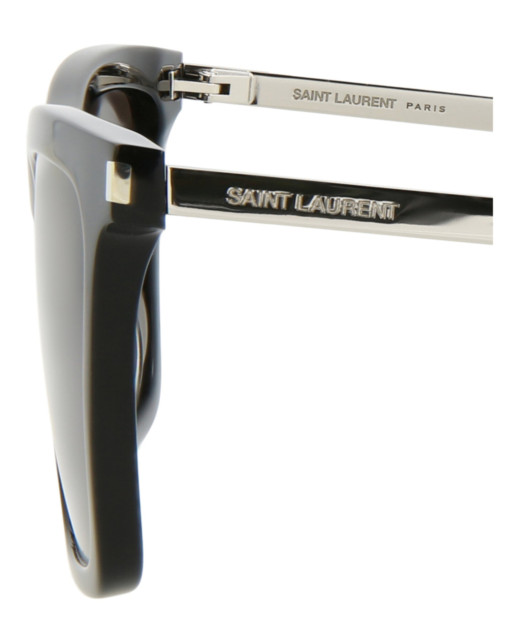 Saint Laurent Womens Square/Rectangle Black Silver Black Fashion Designer Eyewear