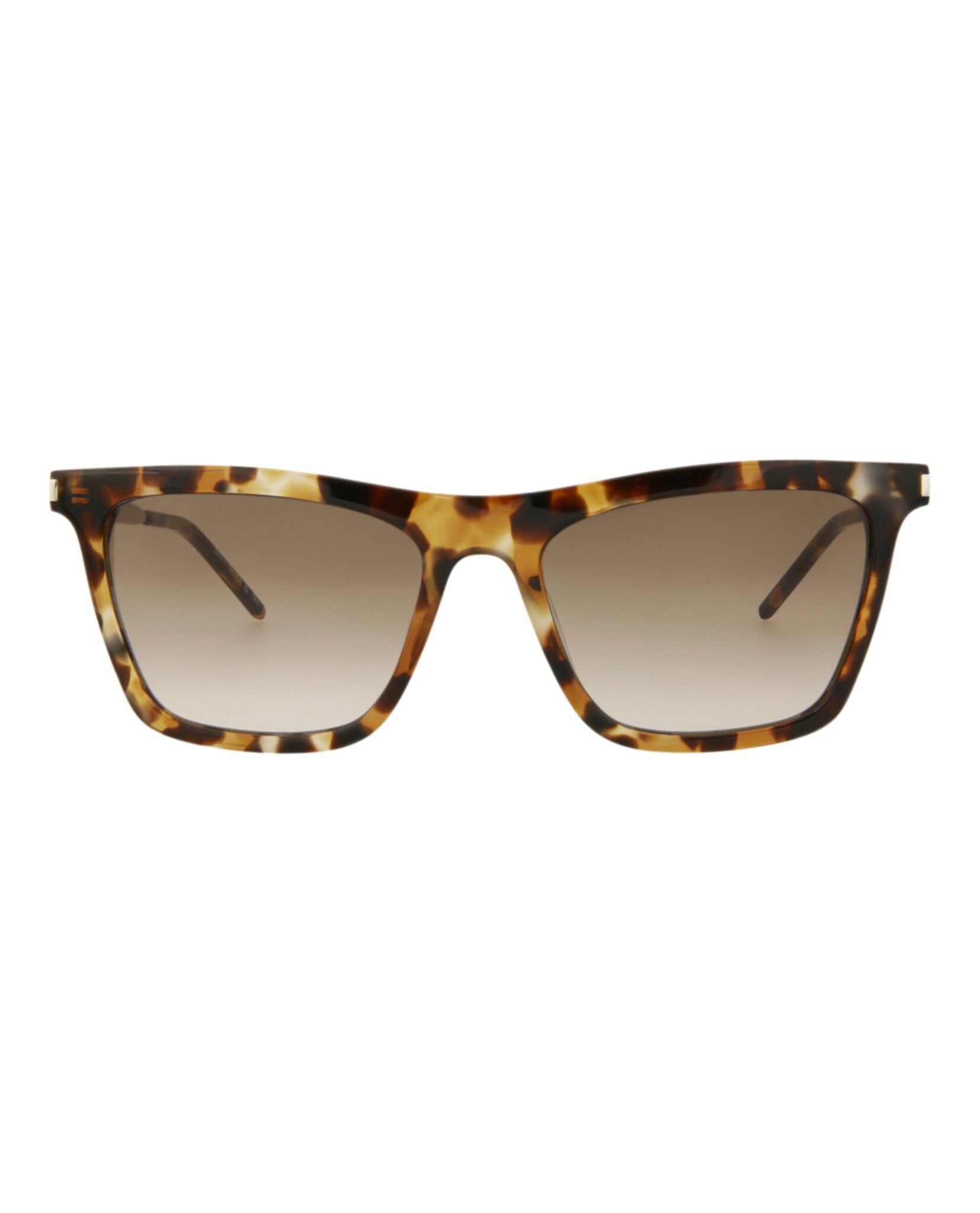 Saint Laurent Womens Square/Rectangle Havana Silver Brown Fashion Designer Eyewear
