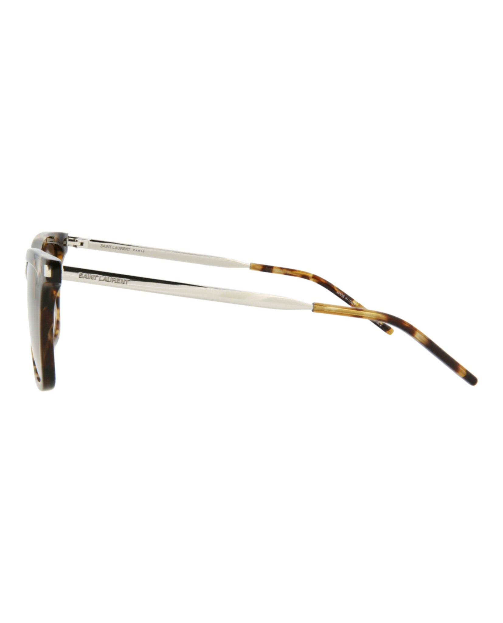 Saint Laurent Womens Square/Rectangle Havana Silver Brown Fashion Designer Eyewear