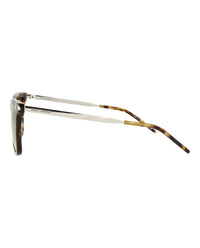 Saint Laurent Womens Square/Rectangle Havana Silver Brown Fashion Designer Eyewear