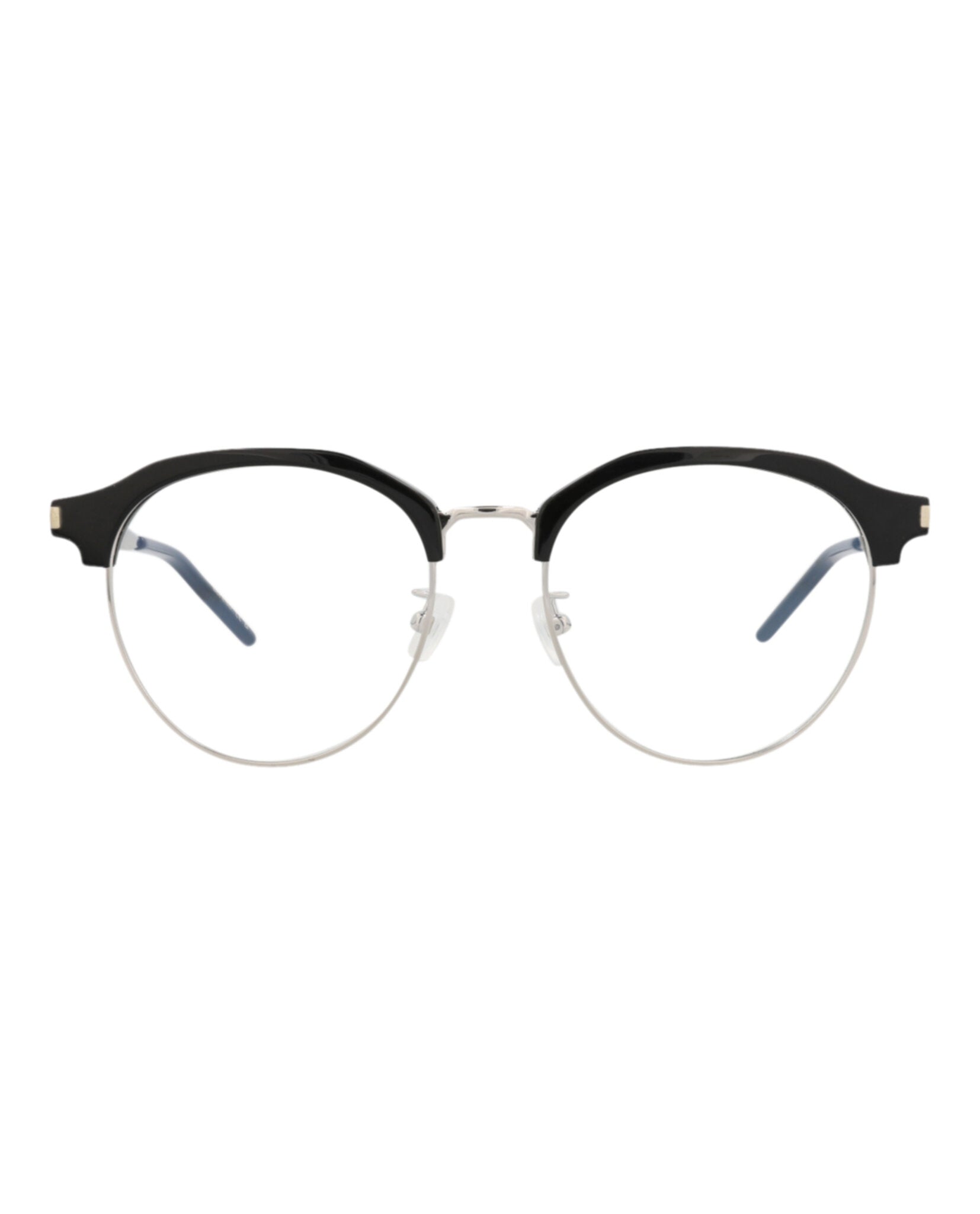 Saint Laurent Saint Laurent Womens Round/Oval Black Silver Transparent Fashion Designer Eyewear