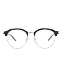 Saint Laurent Saint Laurent Womens Round/Oval Black Silver Transparent Fashion Designer Eyewear