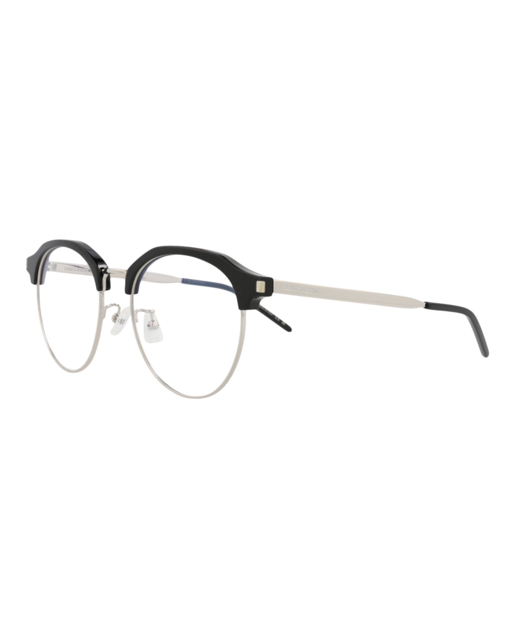 Saint Laurent Saint Laurent Womens Round/Oval Black Silver Transparent Fashion Designer Eyewear