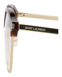 Saint Laurent Saint Laurent Womens Round/Oval Havana Gold Transparent Fashion Designer Eyewear