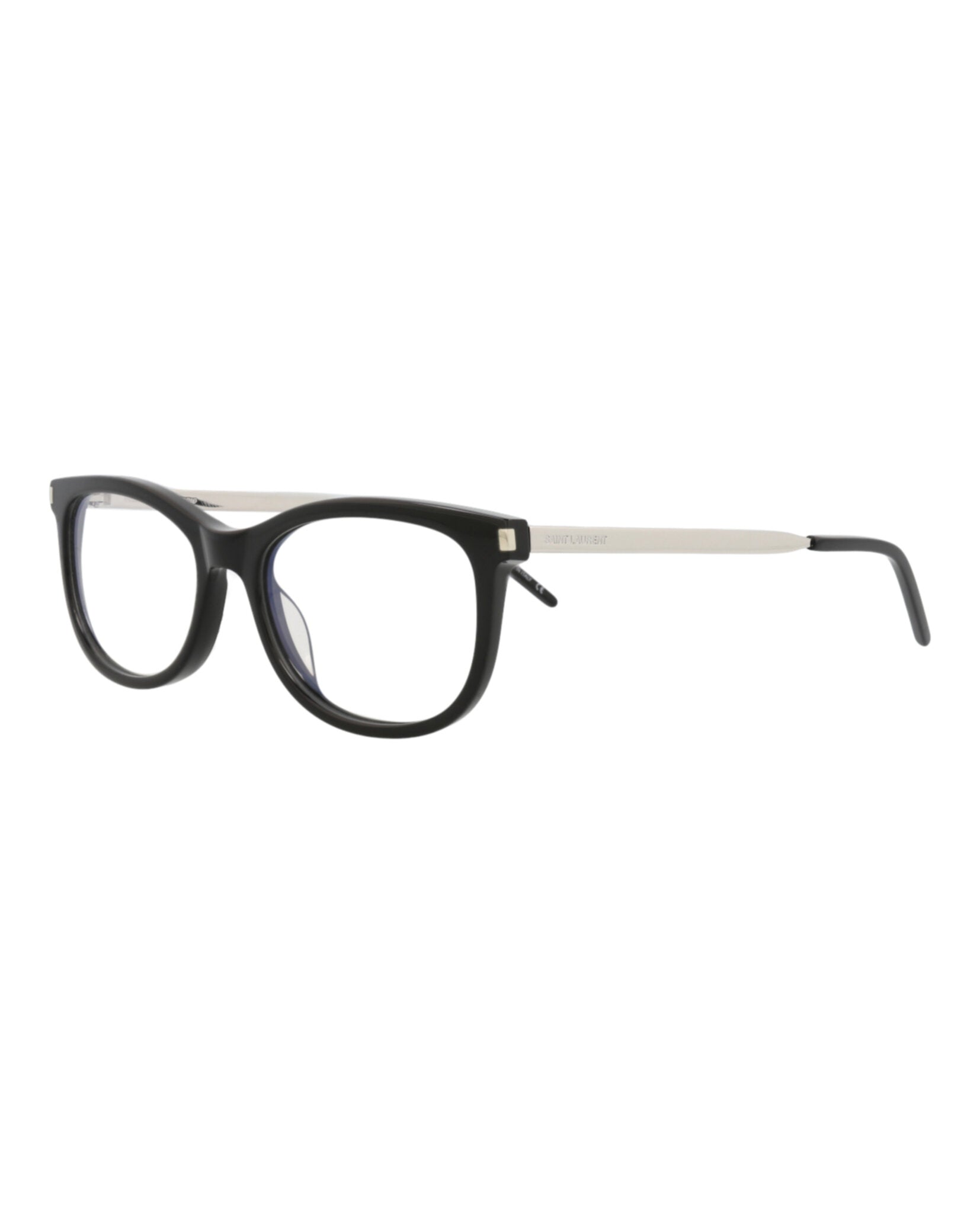 Saint Laurent Saint Laurent Womens Round/Oval Black Silver Transparent Fashion Designer Eyewear