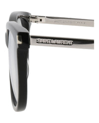Saint Laurent Saint Laurent Womens Round/Oval Black Silver Transparent Fashion Designer Eyewear