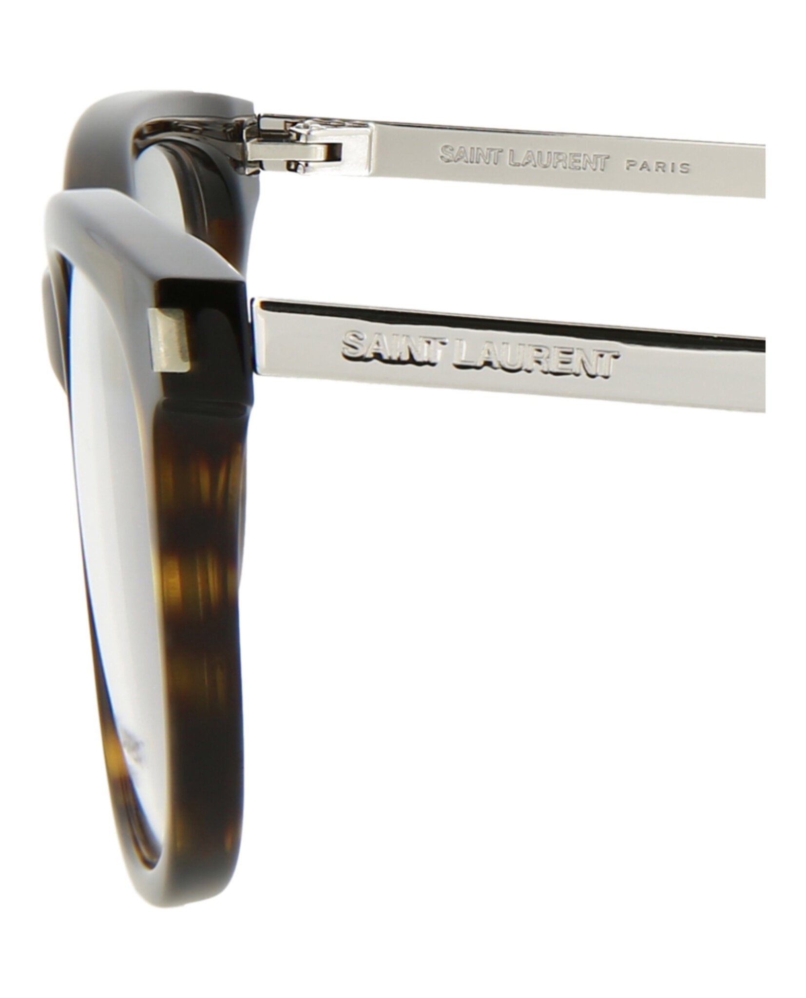 Saint Laurent Saint Laurent Womens Round/Oval Havana Silver Transparent Fashion Designer Eyewear
