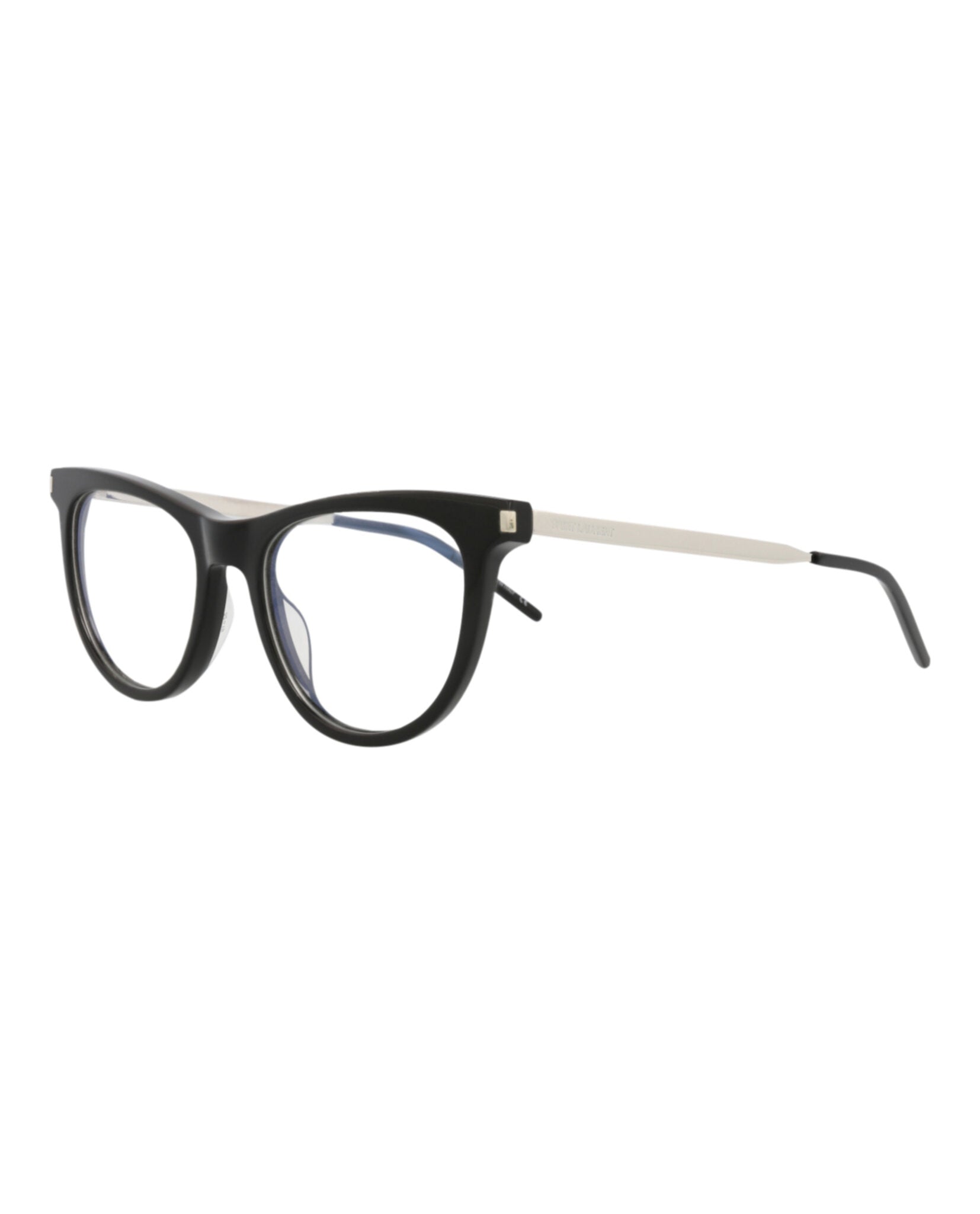 Saint Laurent Saint Laurent Womens Cat Eye Black Silver Transparent Fashion Designer Eyewear