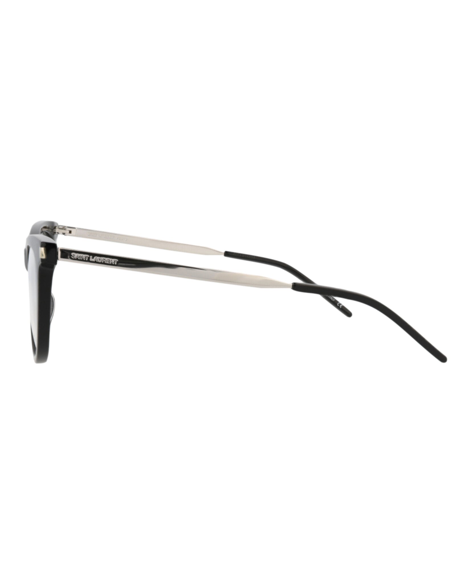 Saint Laurent Saint Laurent Womens Cat Eye Black Silver Transparent Fashion Designer Eyewear