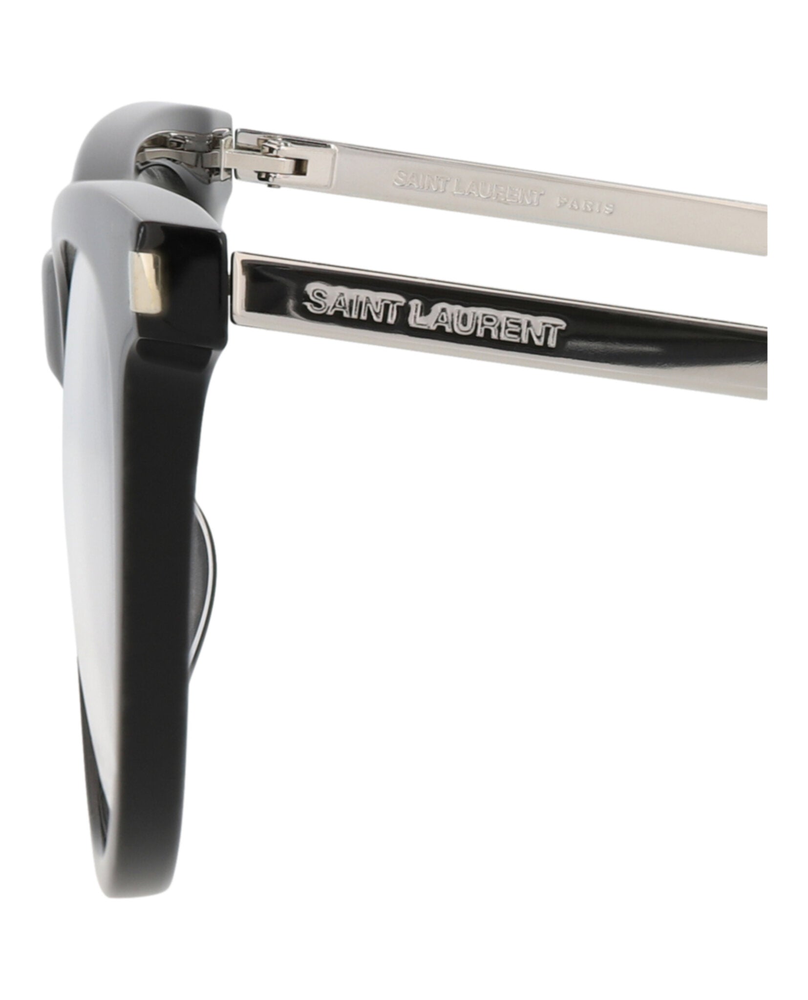 Saint Laurent Saint Laurent Womens Cat Eye Black Silver Transparent Fashion Designer Eyewear