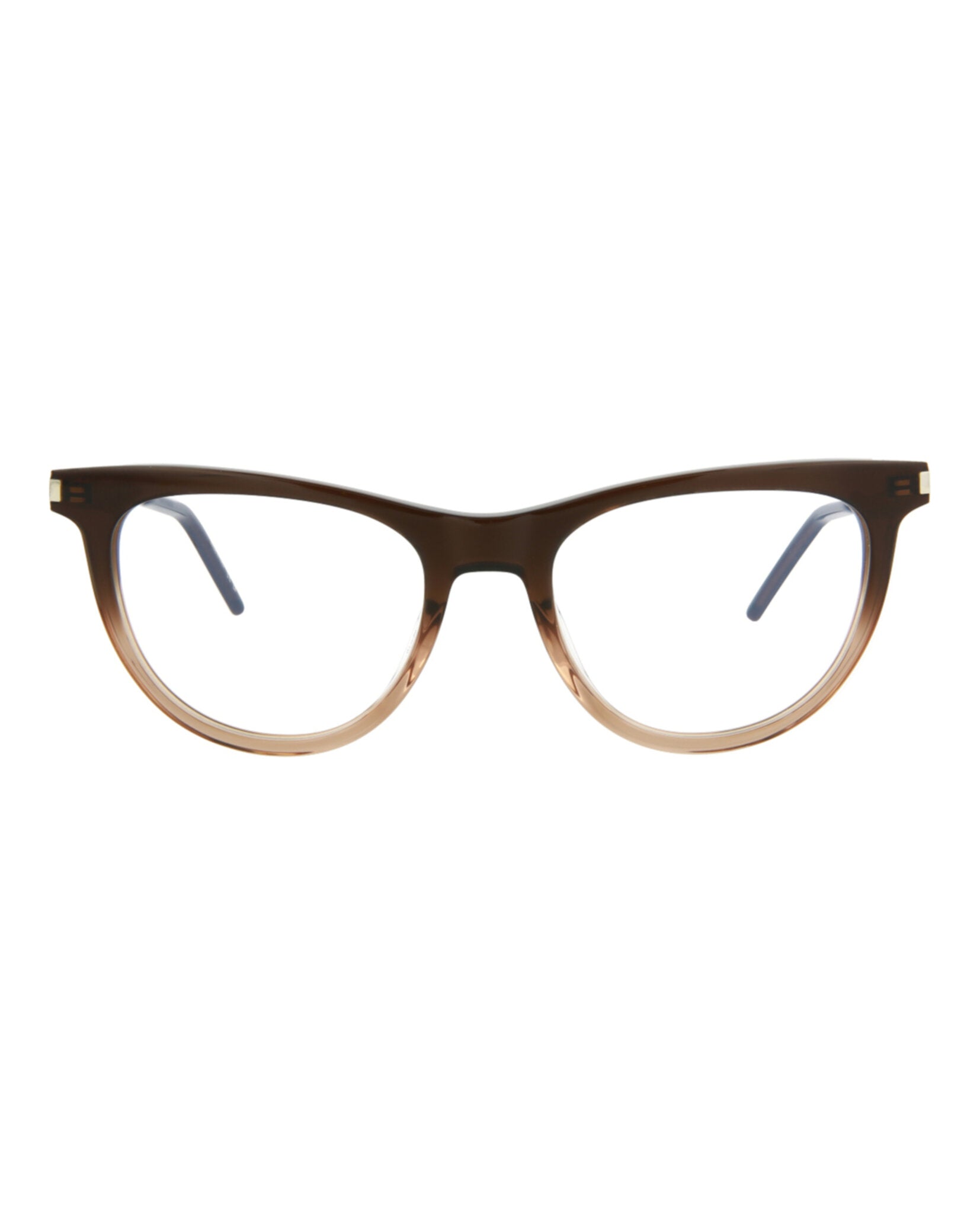 Saint Laurent Saint Laurent Womens Cat Eye Brown Gold Transparent Fashion Designer Eyewear